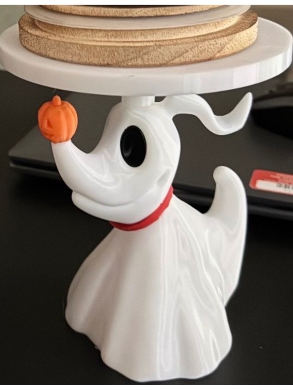 Halloween 3d printed zero the ghost  Candle Stand with Pumpkin Accent